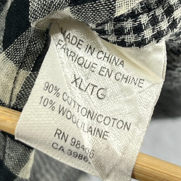 THEORY Shirt Mens XL Cotton Wool Gauze Gingham Check Button Up Double Face Black - Picture 12 of 16